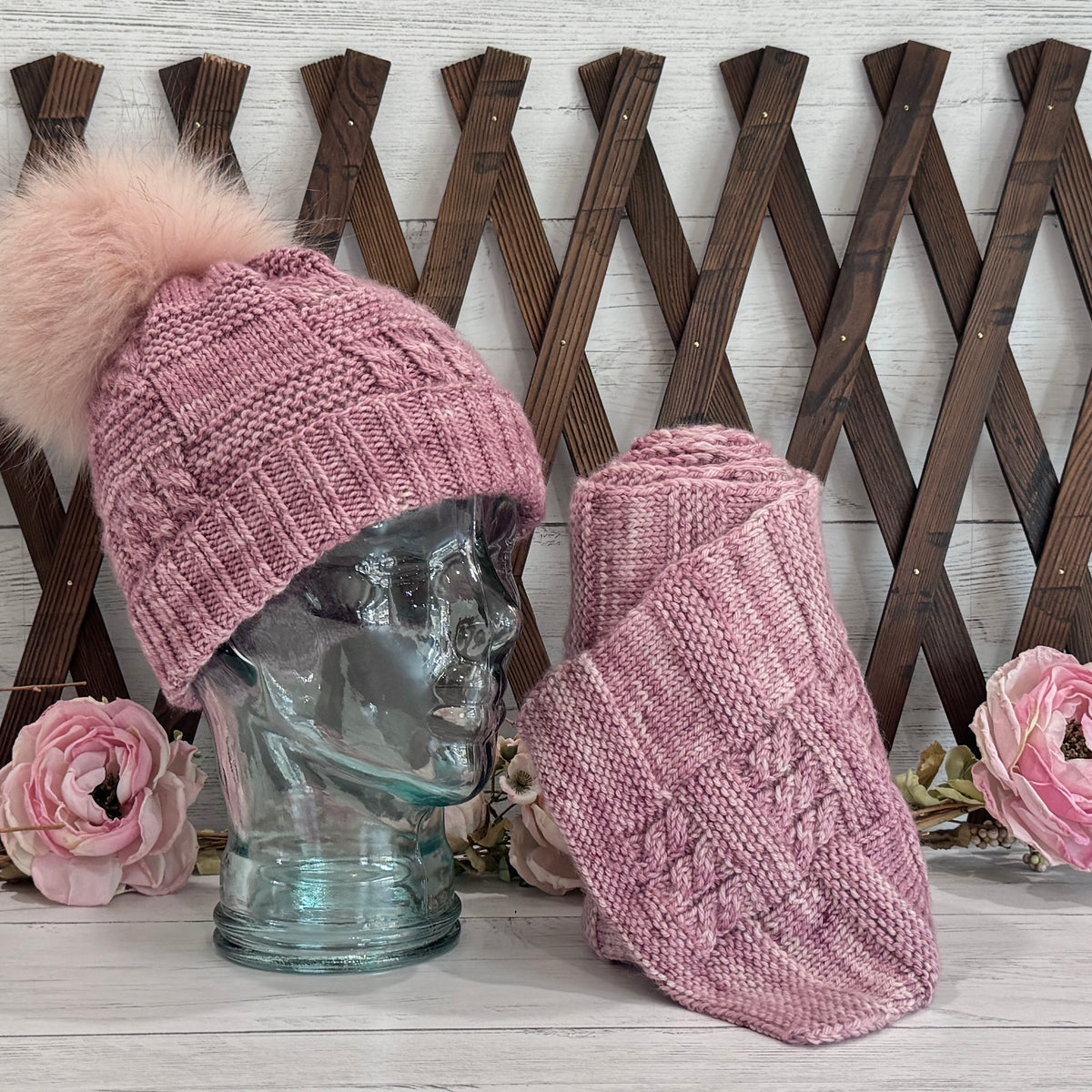 Poppy Block Hat & Scarf Matching Set Bundle