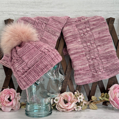 Poppy Block Hat & Scarf Matching Set Bundle