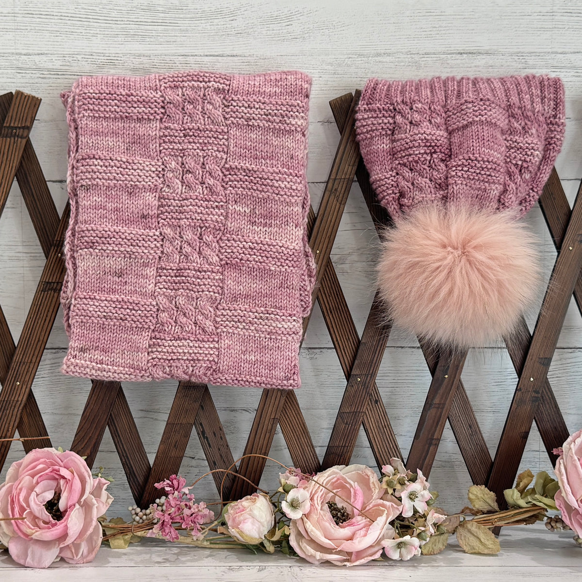 Poppy Block Hat & Scarf Matching Set Bundle