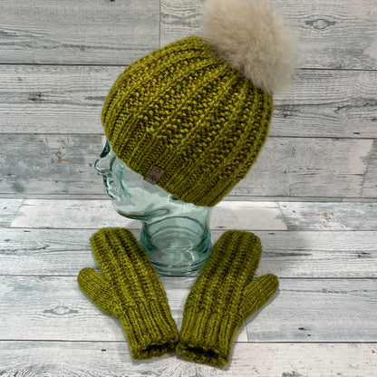Squishy Split Rib Hat & Mittens Matching Set Bundle